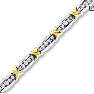 Diamond Bracelet 1/4 ct tw Round-cut Sterling Silver & 10K Yellow Gold